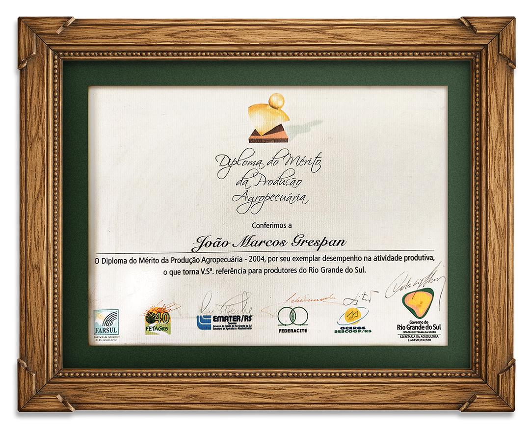 Diploma de Mérito da Produção Agropecuária – 2004
