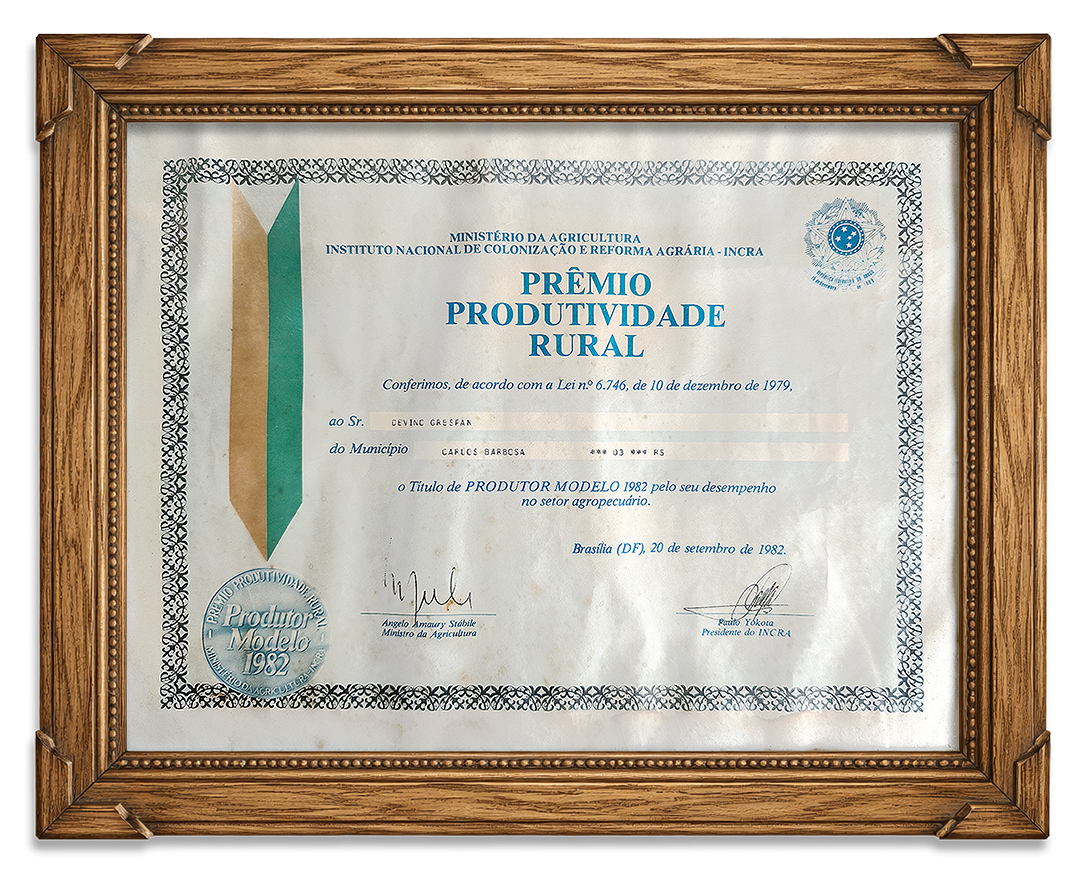 Produtor Modelo 1982 – Prêmio Produtividade Rural